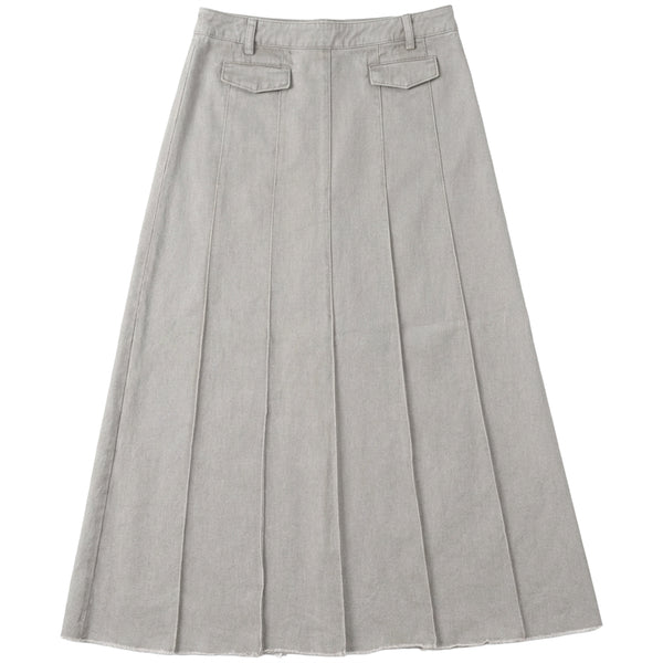 FRINGED HEM PLEATED SKIRT - Pompomme-shop
