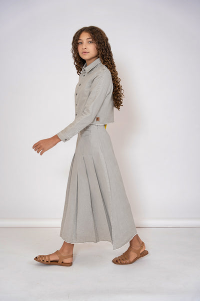 FRINGED HEM PLEATED SKIRT - Pompomme-shop