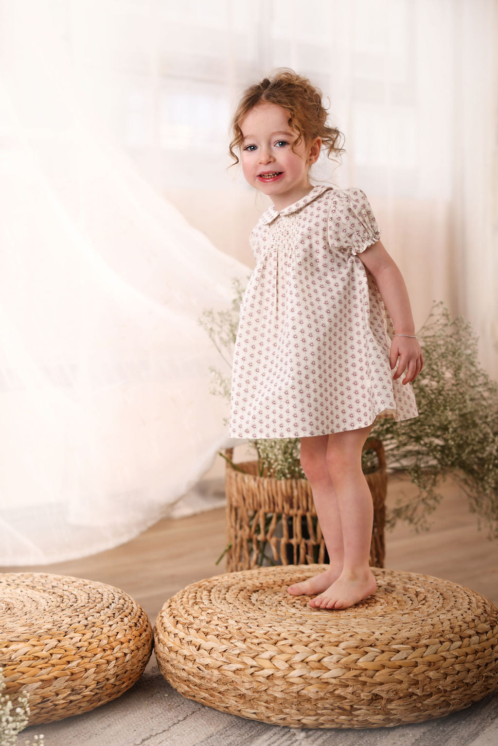 PRINTED SMOCKED DRESS