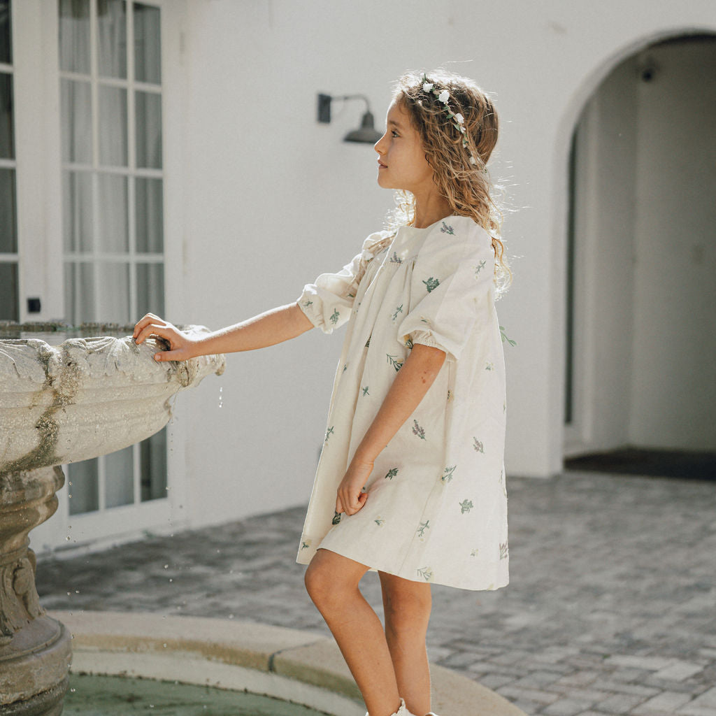 EMBROIDERED LINEN DRESS