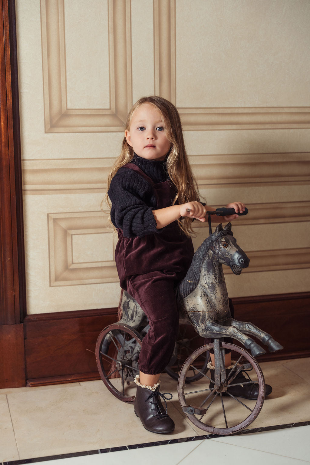 VELVET ROMPER WITH SCALLOP EDGE