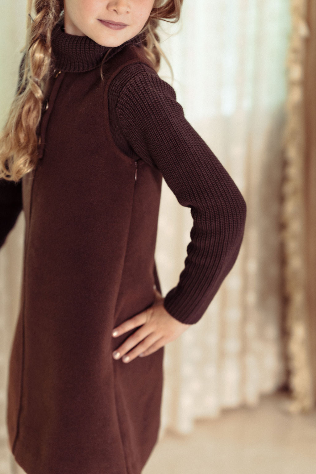 PLACKET DETAIL WOOL DRESS