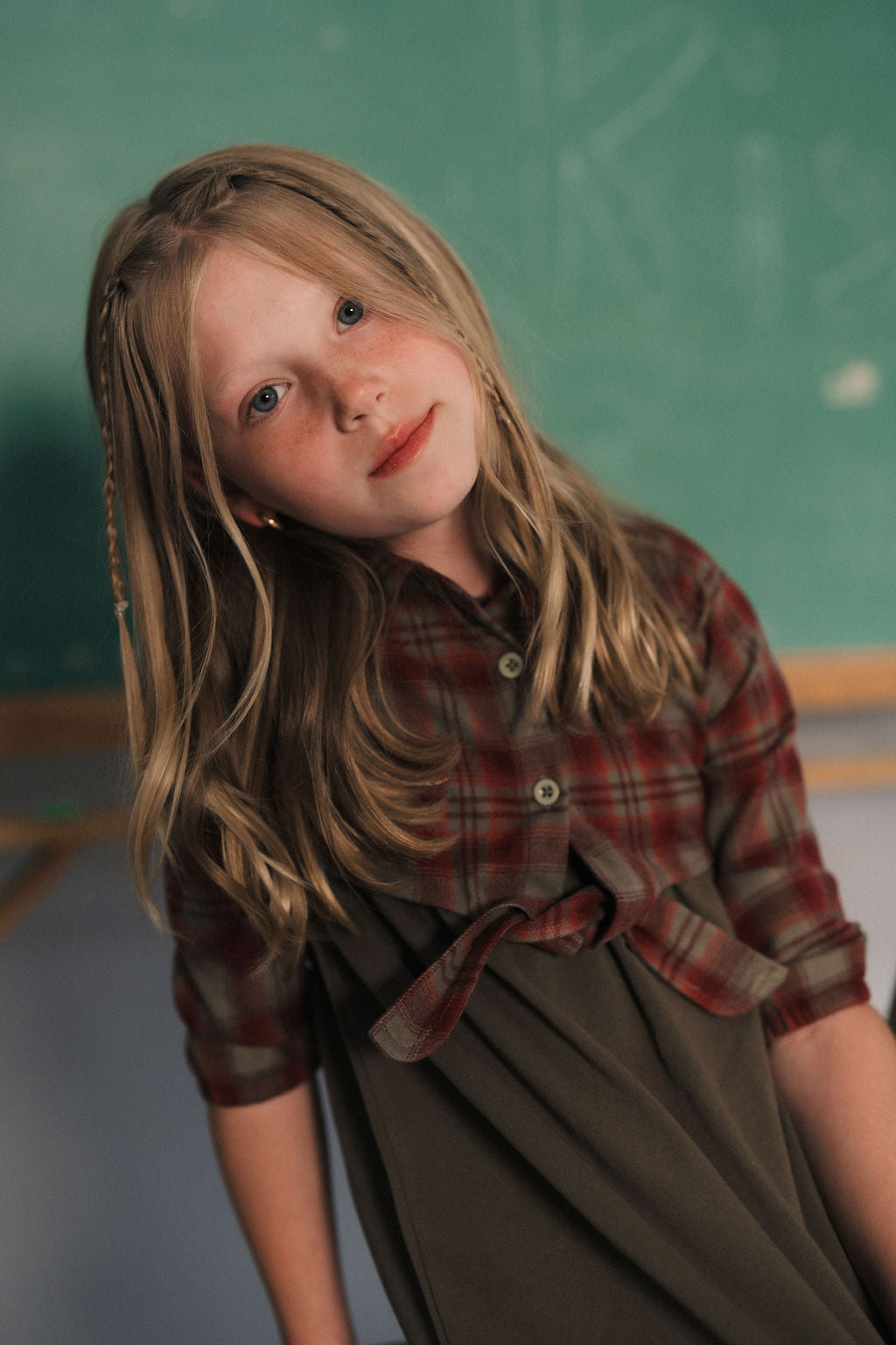 DRESS WITH ATTACHED PLAID SHIRT Sizes 6Y-12Y