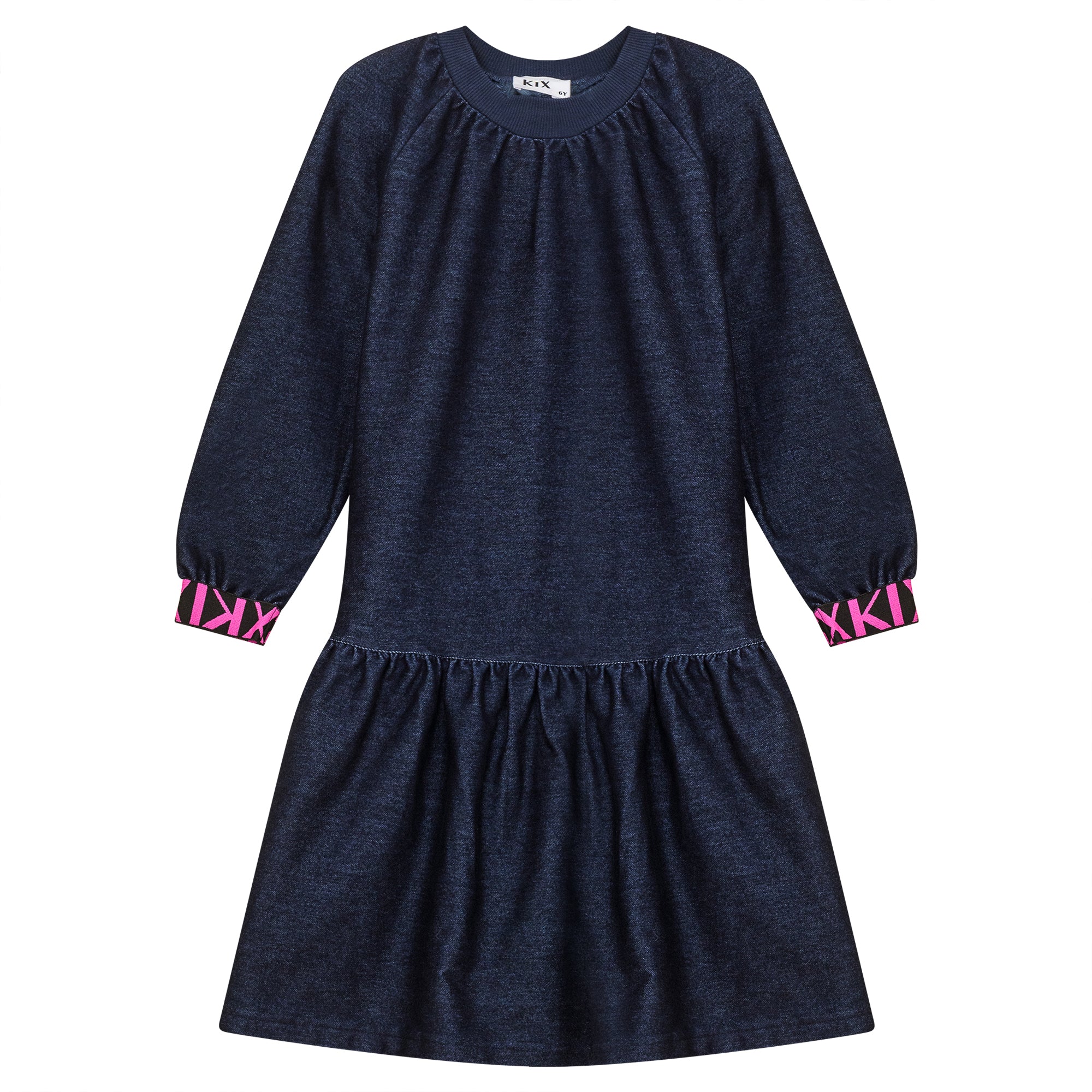 ELASTIC CUFF DENIM SWEATDRESS