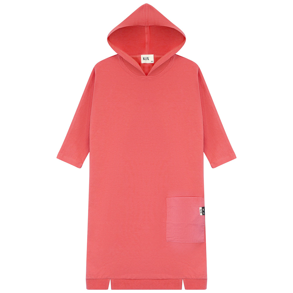 COMBO HOODED DRESS