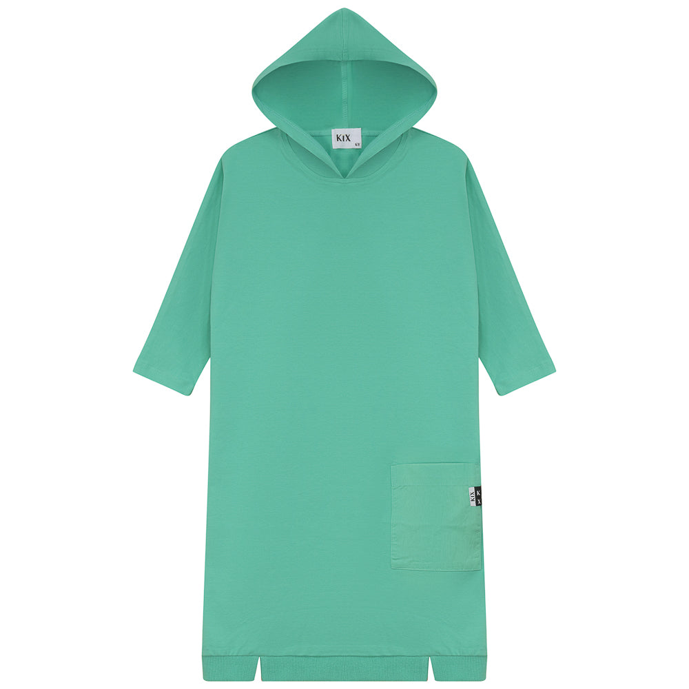 COMBO HOODED DRESS