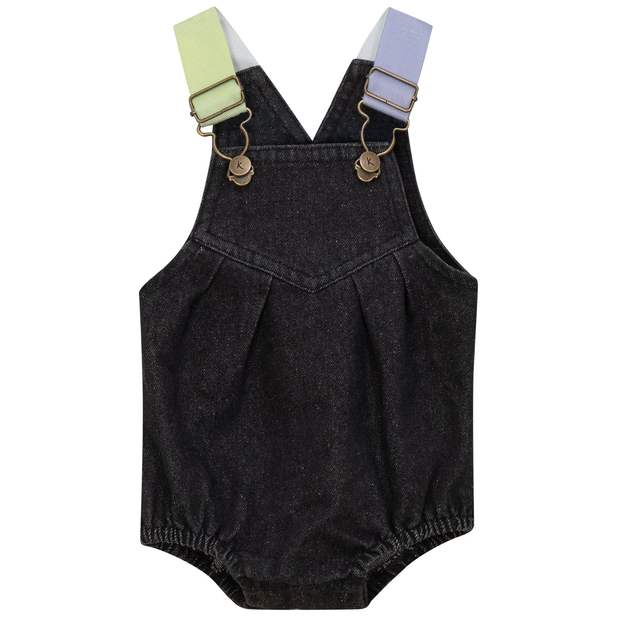 TIE DYE STRAP DENIM BG ROMPER