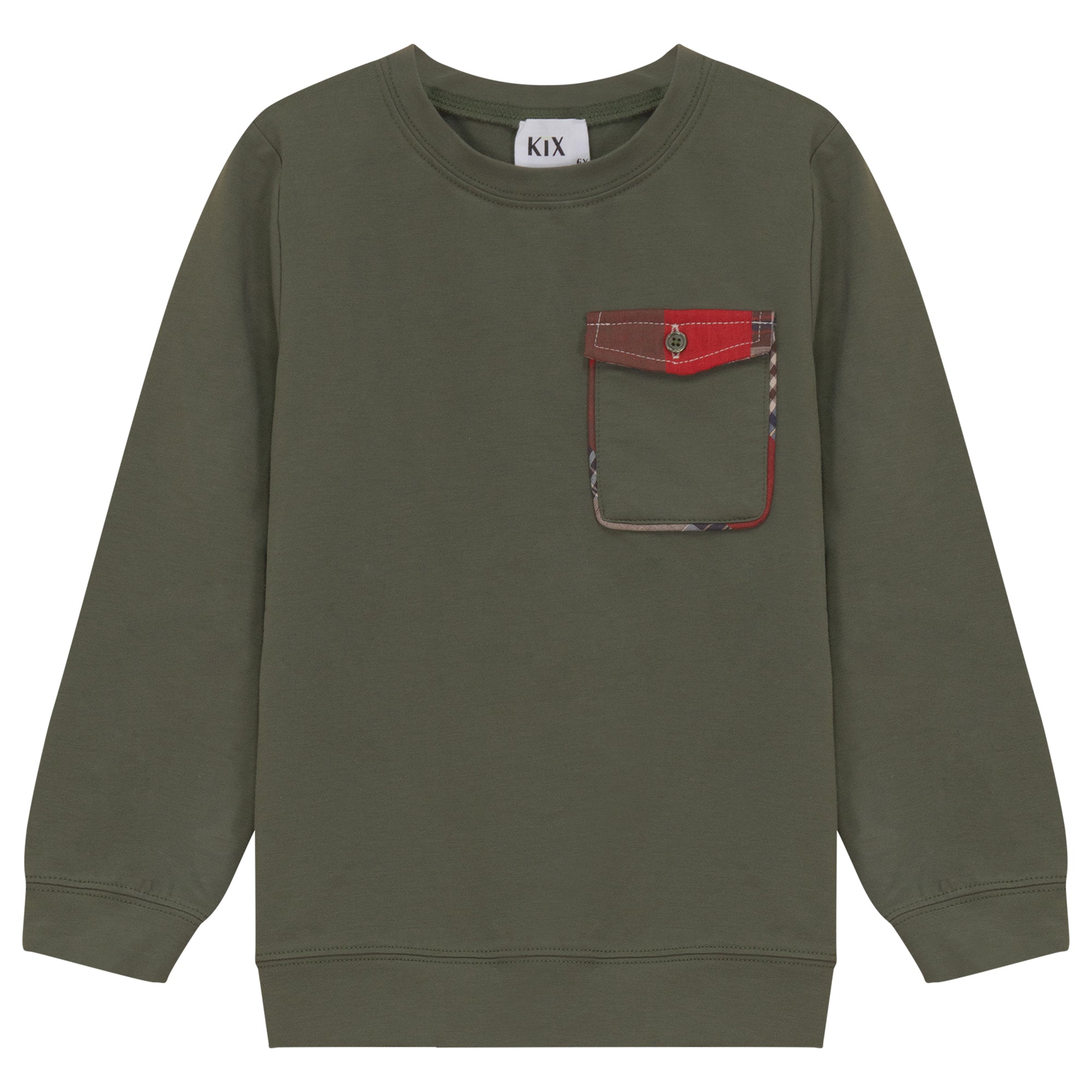 PLAID DETAIL SWEATSHIRT