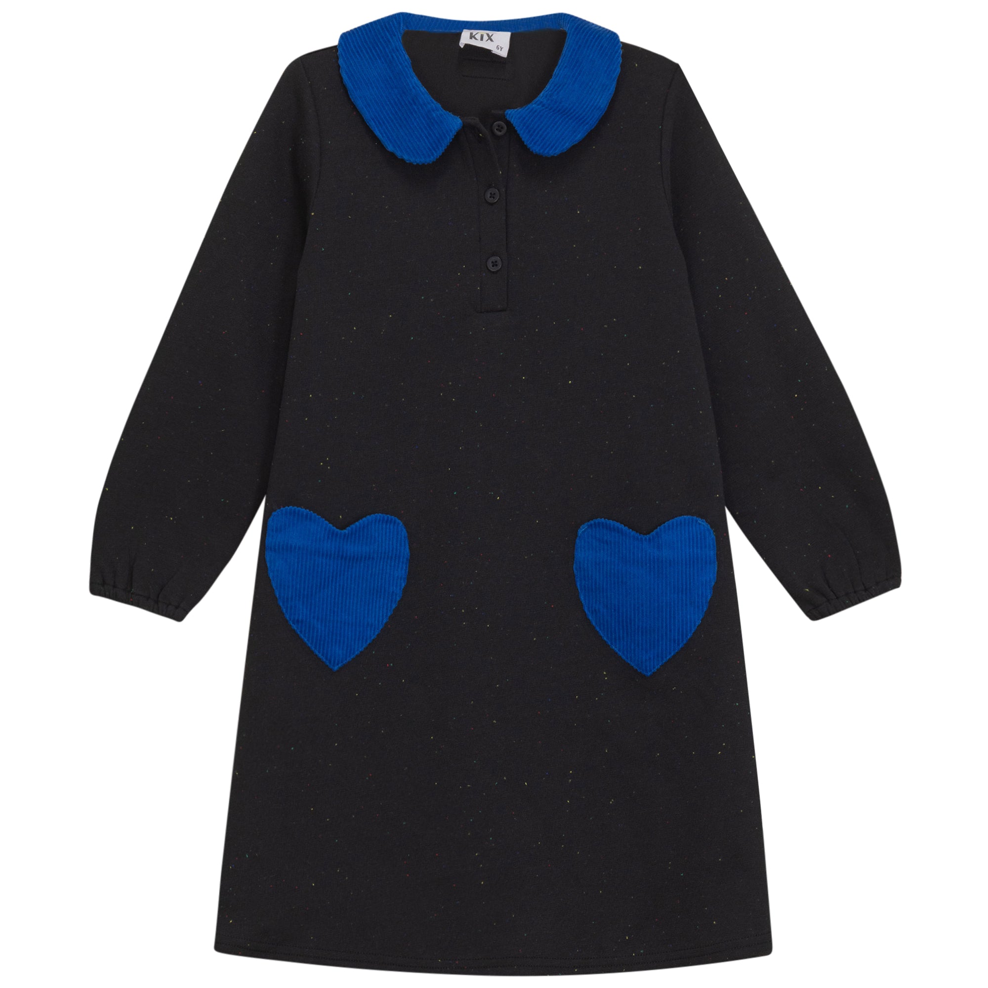 CORDUROY COLLAR SPECKLED DRESS