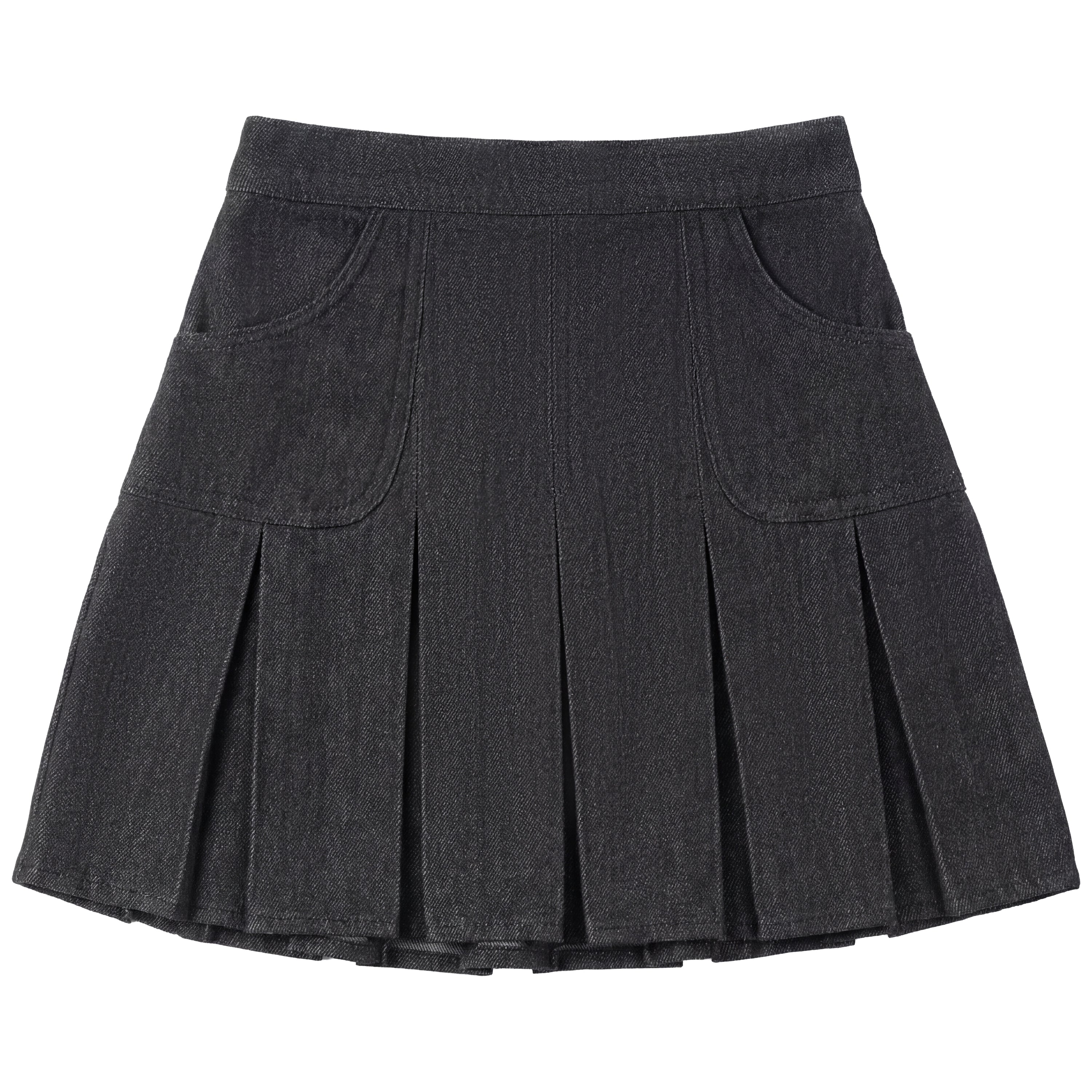 DENIM BOX PLEAT SKIRT
