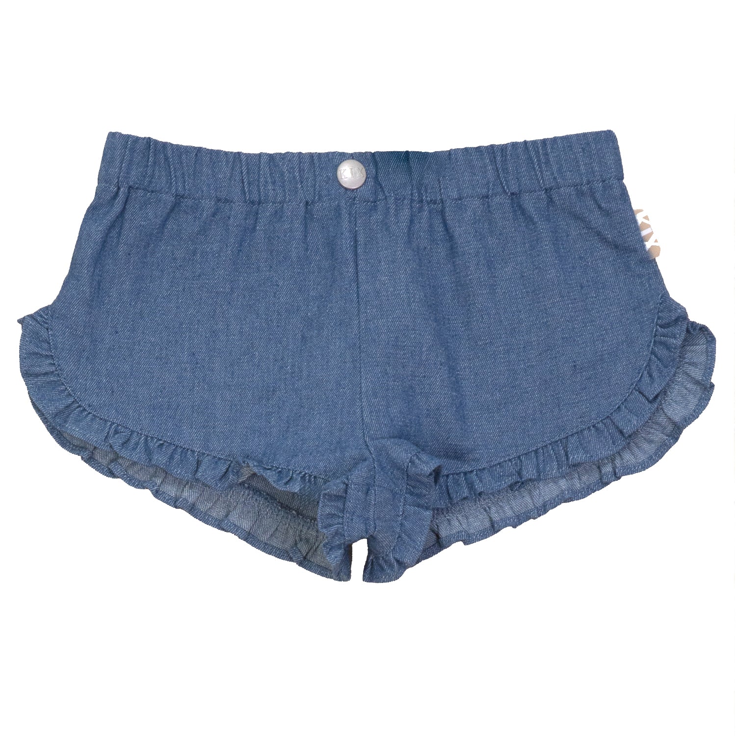 DENIM RUFFLE EDGE SHORTS