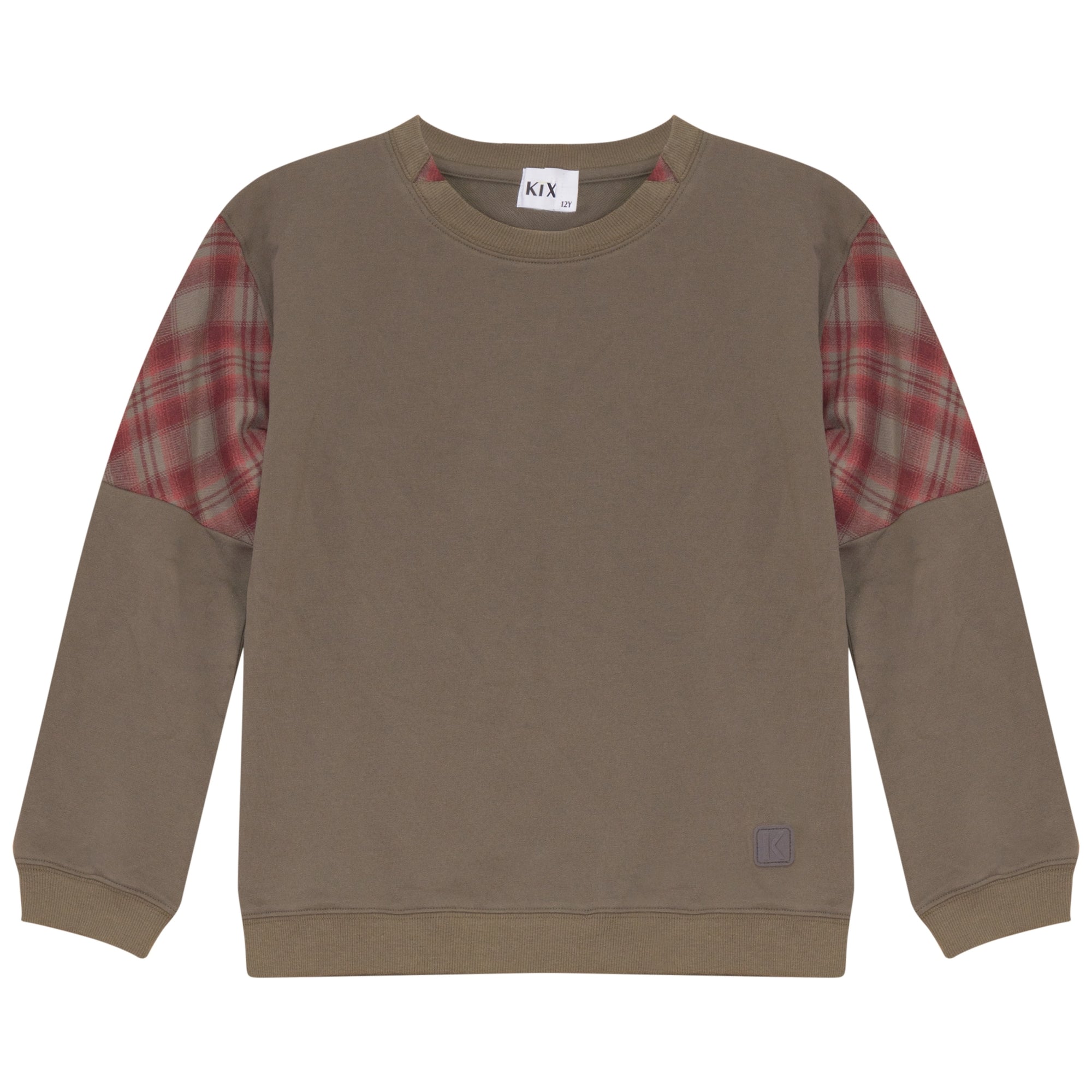 PLAID INSERT SWEATSHIRT