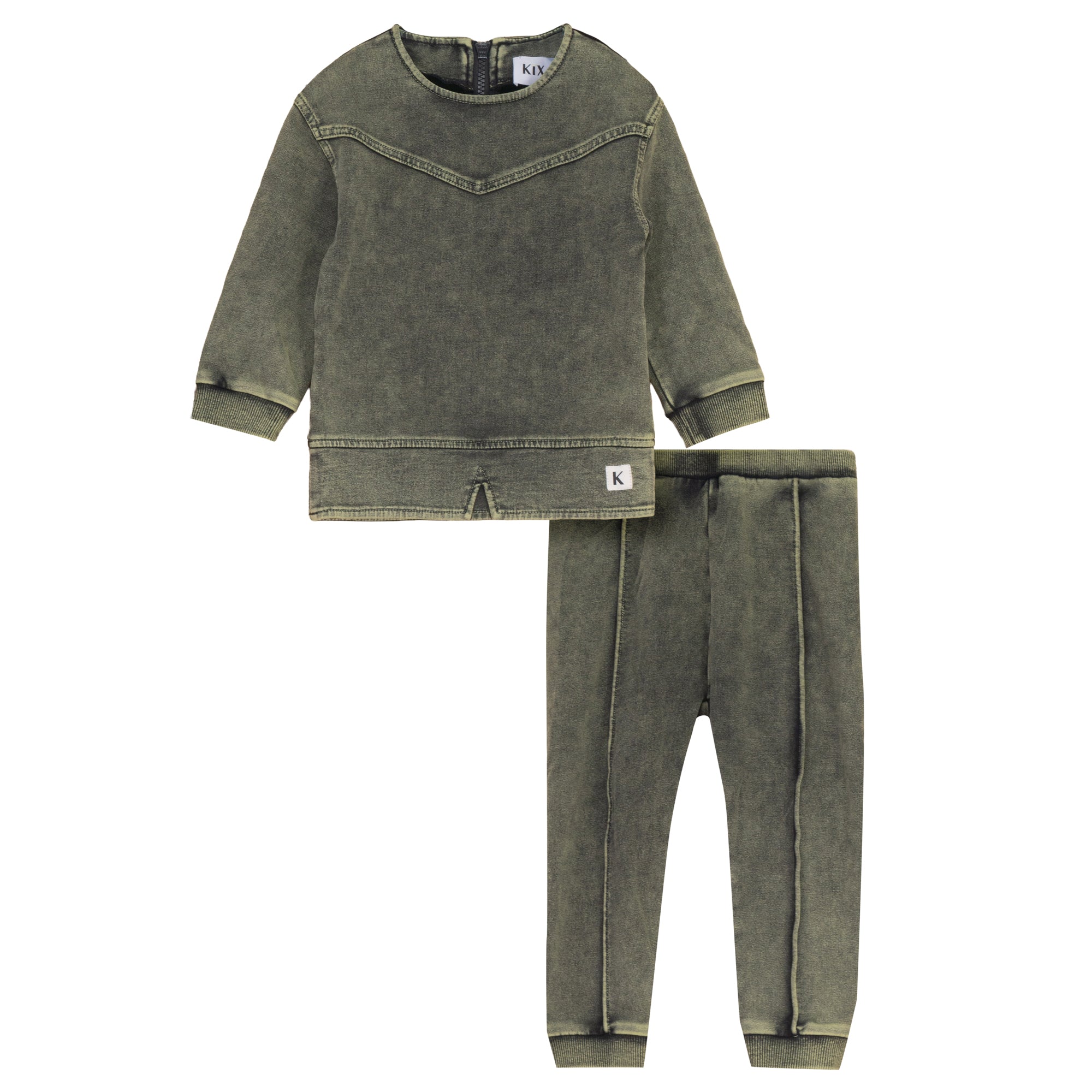 WASHED RAW EDGE SWEATSHIRT SET