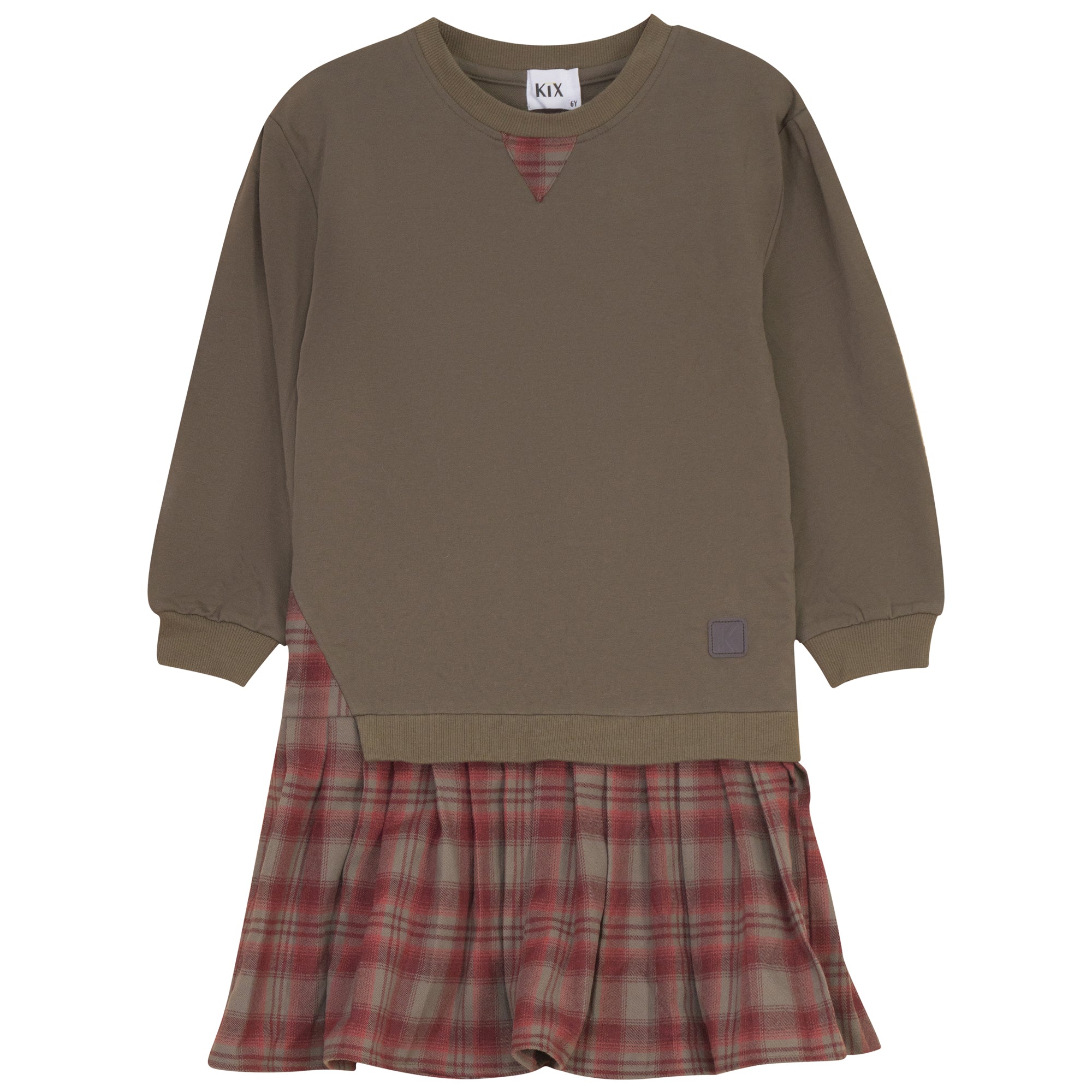 PLAID SKIRT SWEAT DRESS