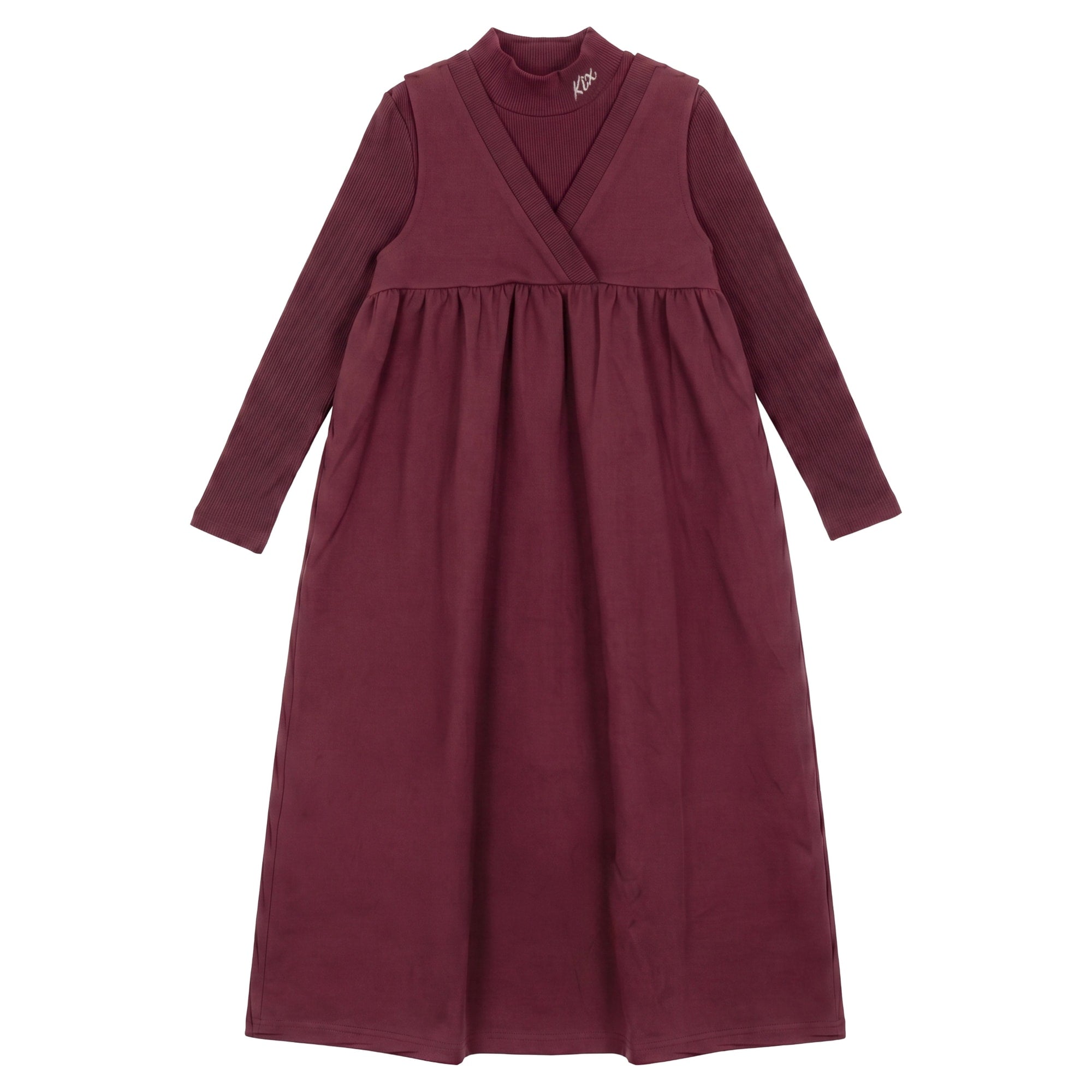 V NECK HIGH WAIST MAXI DRESS WITH T-SHIRT
