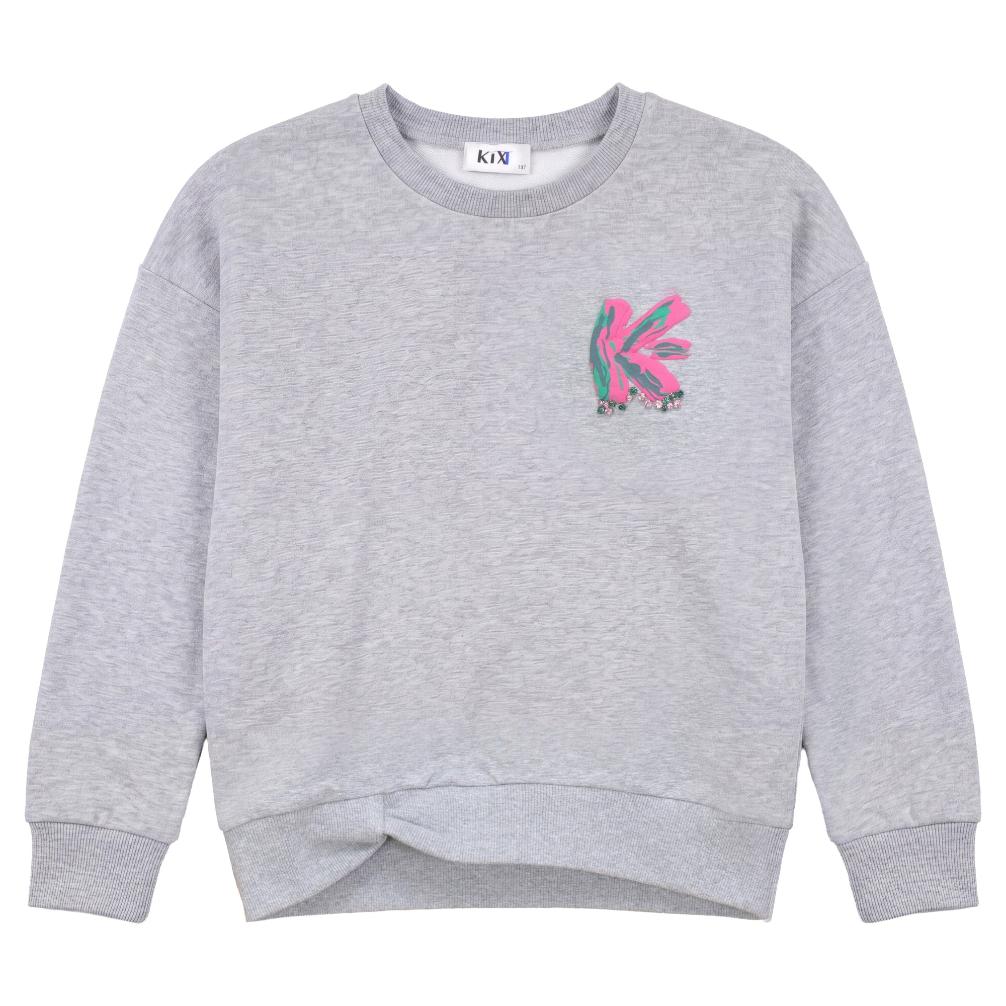 PRINT DETAIL TWIST SWEATSHIRT
