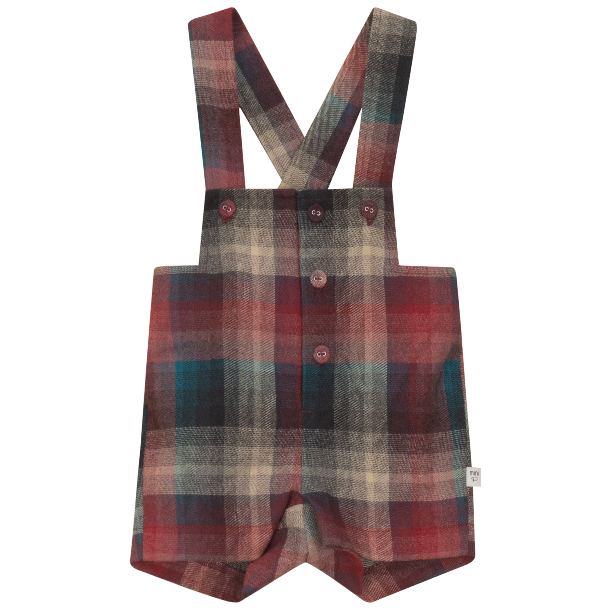 BUTTON DETAIL PLAID OVERALL