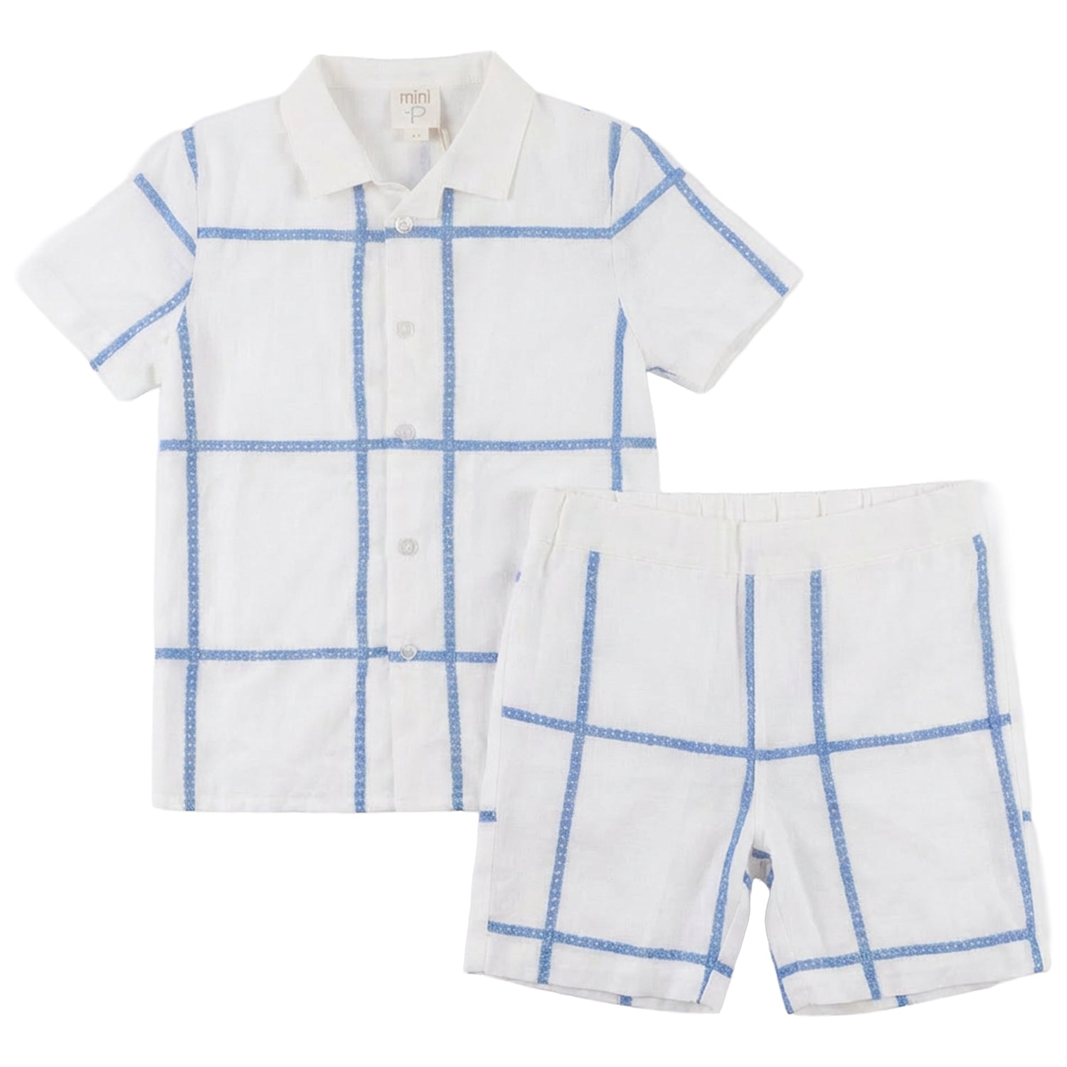 PLAID EMROIDERED DETAIL SHIRT SET