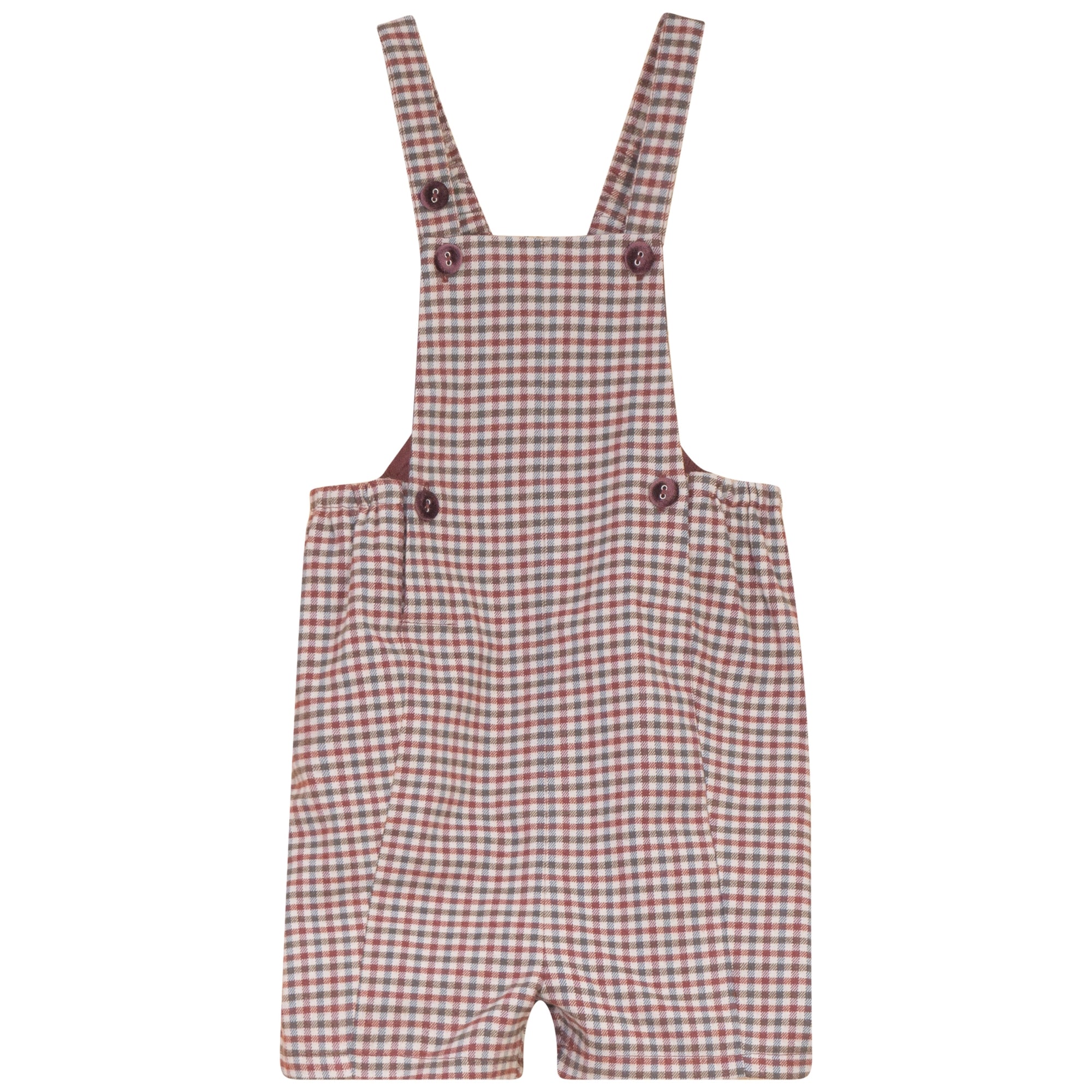 PLAID OVERALL WITH VELVET BUTTONS