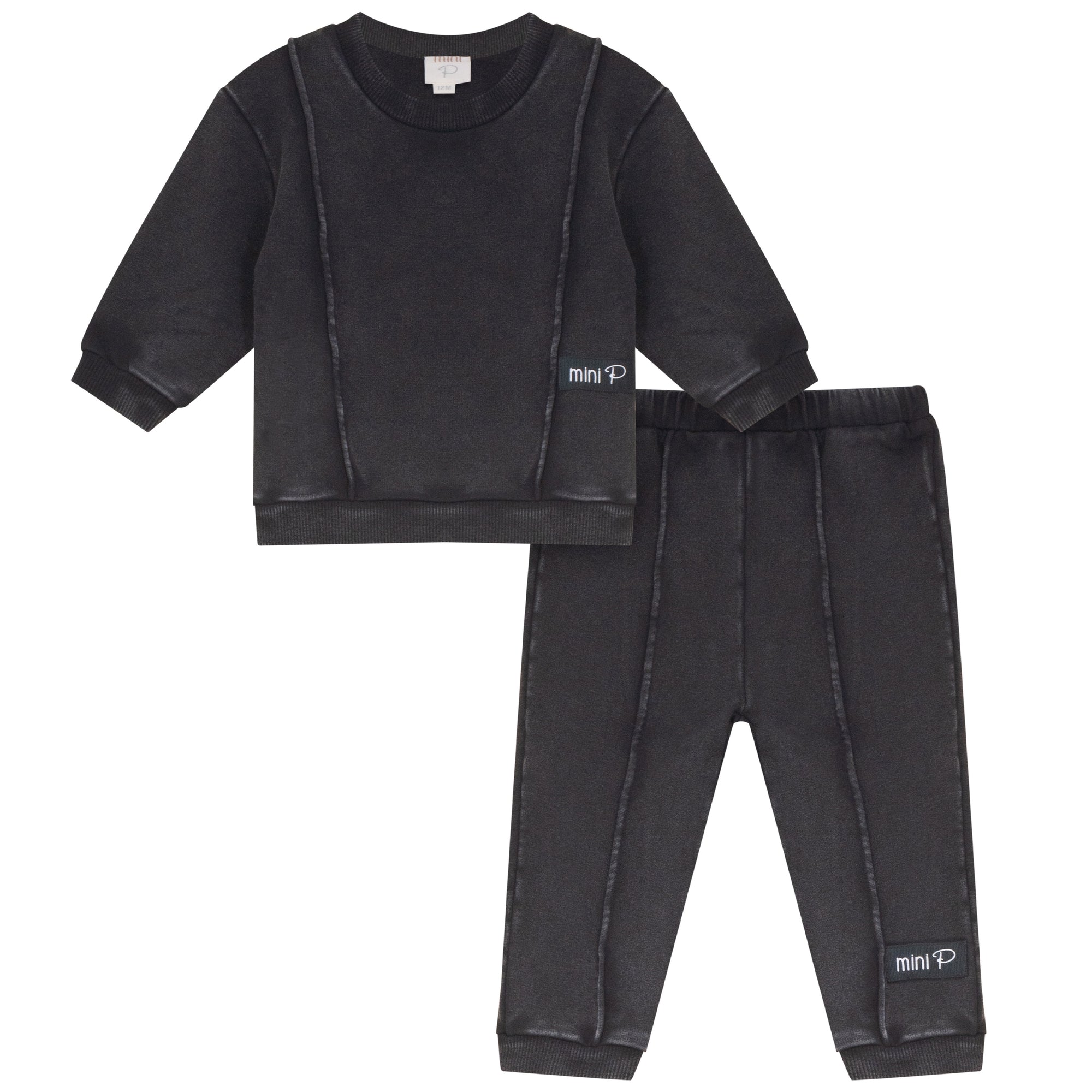 WASHED PIPING DETAIL SWEATSHIRT SET