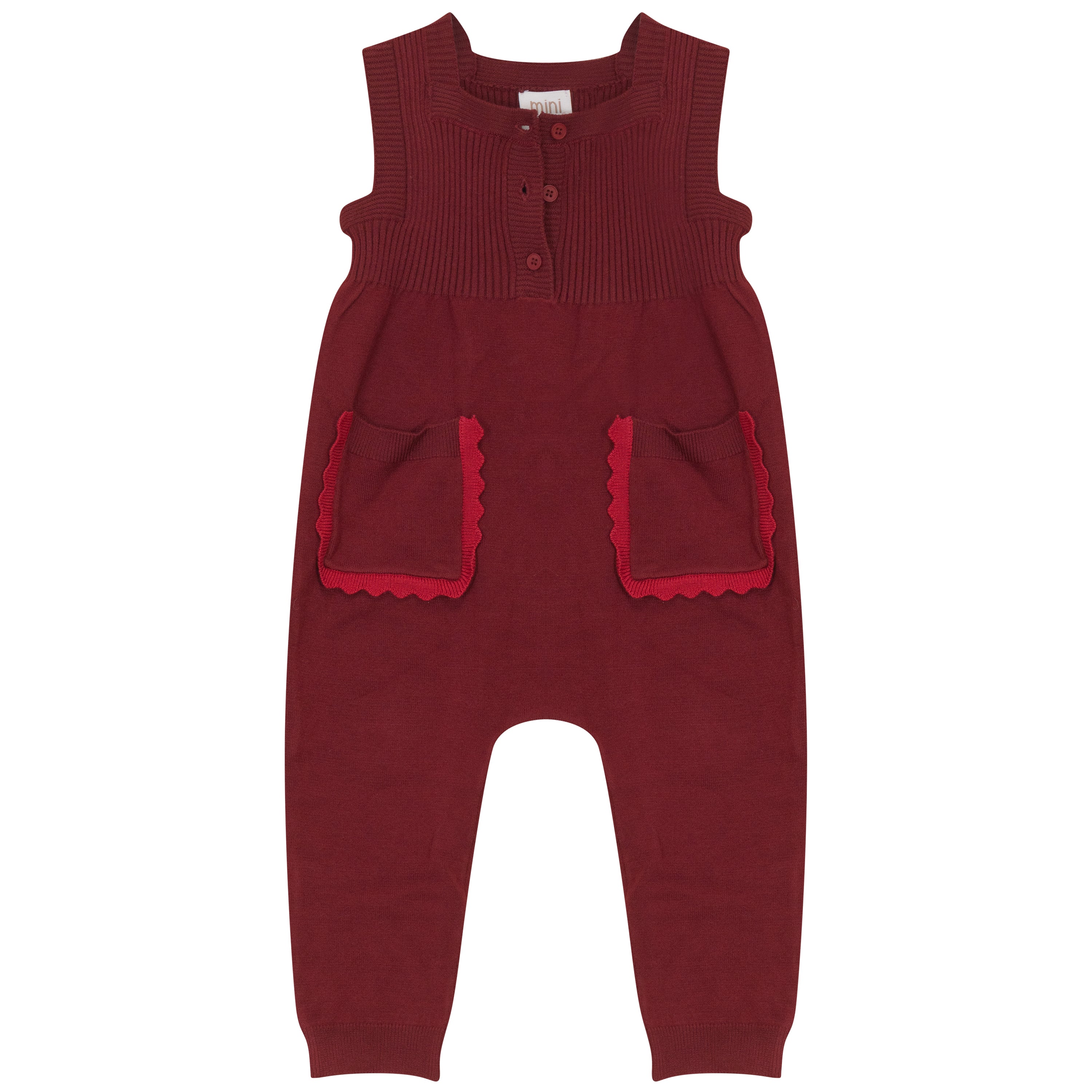 TONAL RED KNIT ROMPER