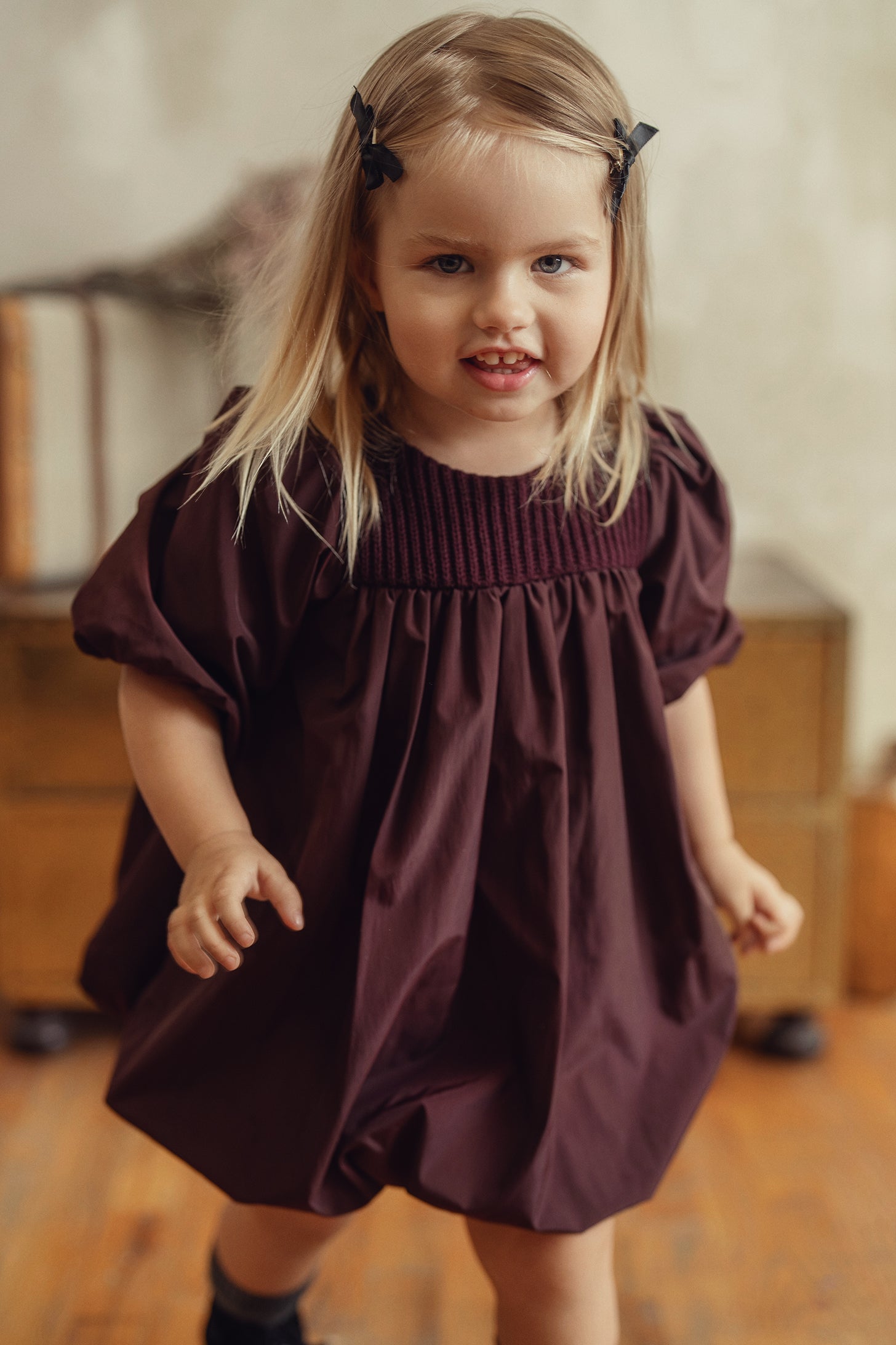 TAFFETA BUBBLE HEM DRESS