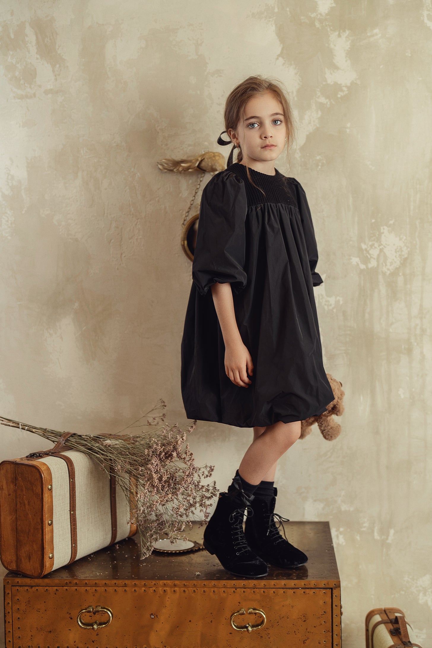 TAFFETA BUBBLE HEM DRESS