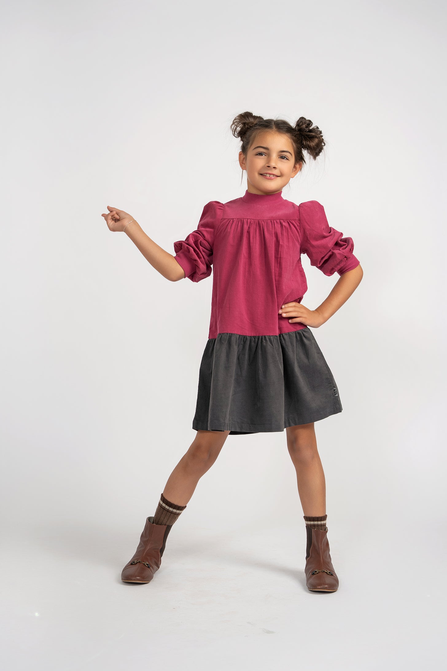 CORDUROY LAYERED DRESS
